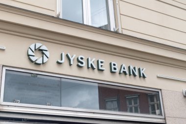 Kopenhag, Danimarka - 26 Temmuz 2022: Jyske Bank için logo, Danimarka 'nın üçüncü büyük bankası.