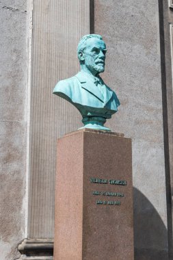 Kopenhag, Danimarka - 26 Temmuz 2022: Vilhelm Ludwig Peter Thomsen, Danimarkalı dilbilimci ve Türkolog. Meyve Plads 'ta Vilhelm Thomsen' in Baskını.