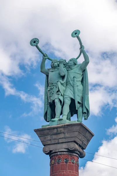 Copenhague Dinamarca Julio 2022 Monumento Los Dos Sopladores Lur — Foto de Stock