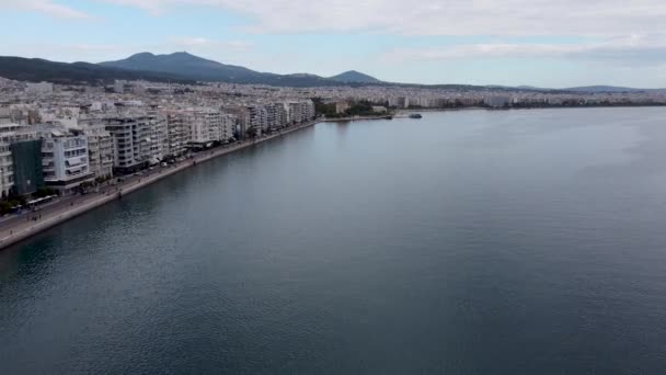 Thesszaloniki Görögország 2022 Szeptember Légi Felvétel Thesszaloniki Partvonalról — Stock videók