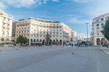 Selanik, Yunanistan - 29 Eylül 2022: Selanik 'teki Aristo Meydanı.