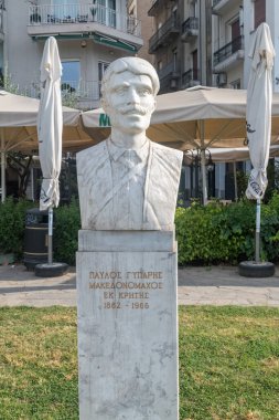 Selanik, Yunanistan - 29 Eylül 2022: Yunan Ordusu subayı Pavlos Gyparis 'in Baskını.