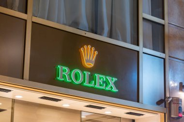 Selanik, Yunanistan - 29 Eylül 2022: Logo ve Rolex işareti.