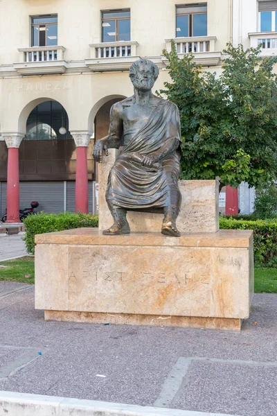 Салоники Греция Сентября 2022 Года Бронзовая Статуя Аристотеля Площади Аристотеля — стоковое фото