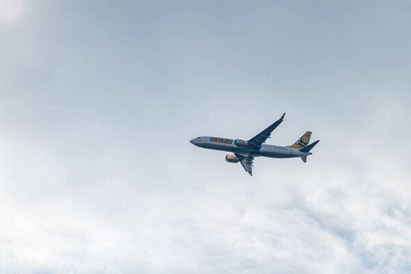 Thessaloniki, Greece - September 29, 2022: Boeing 737 belong to Buzz airlines with headquarters in Warsaw.