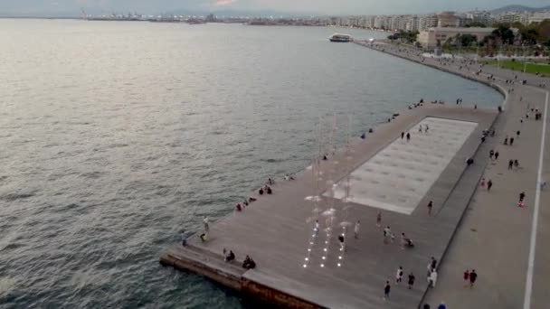 Salonicco Grecia Settembre 2022 Veduta Aerea Sull Argine Vicino Agli — Video Stock