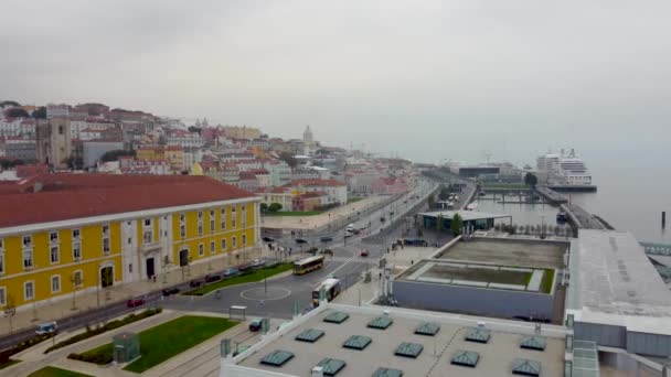 Lisboa Portugal Dezembro 2022 Vista Aérea Infante Dom Henrique Rua — Vídeo de Stock