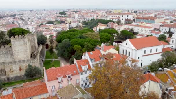 Lisboa Portugal Dezembro 2022 Vista Aérea Sobre Castelo São Jorge — Vídeo de Stock