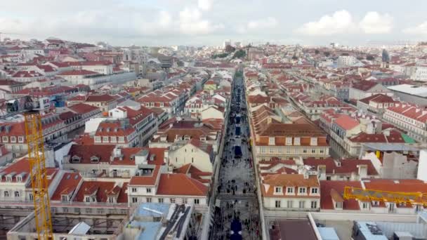 Λισαβόνα Πορτογαλία Δεκεμβρίου 2022 Αεροφωτογραφία Στην Οδό Rua Augusta Ένας — Αρχείο Βίντεο