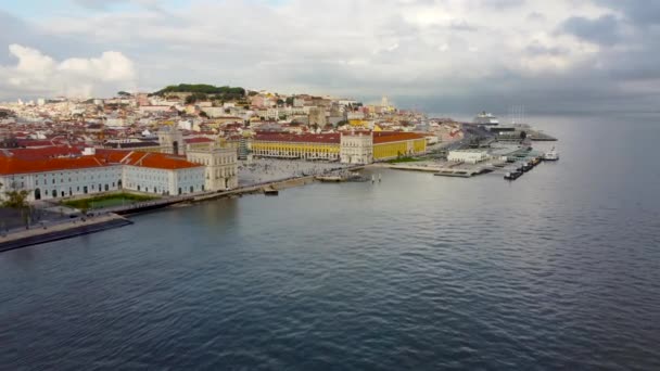 Лісабон Португалія Грудня 2022 Повітряний Вид Praca Comercio Річки Тагус — стокове відео