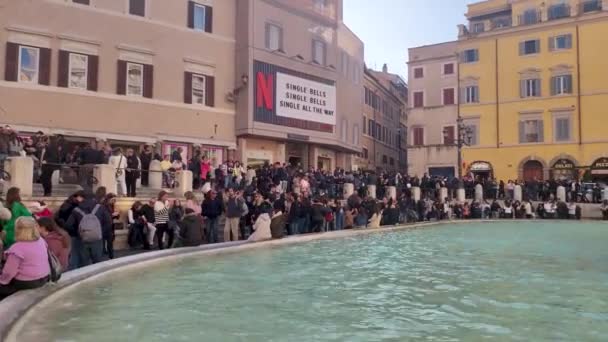 Rome Italy December 2022 People Trevi Fountain Fontana Trevi One — Stok video