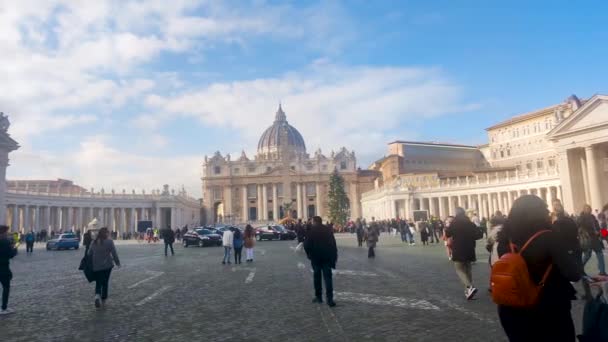 Ватикан Ватикан Декабря 2022 Года Площадь Святого Петра Туристами Площадь — стоковое видео