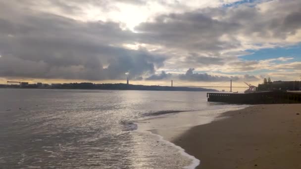Sunset View Tagus River Lisbon Portugal — Wideo stockowe