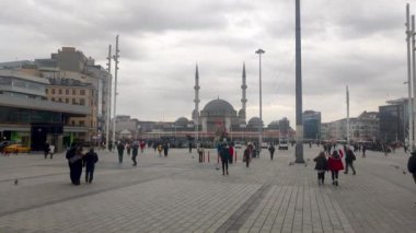 Istanbul, Turkey - December 10, 2022: Taksim square at cloudy day.