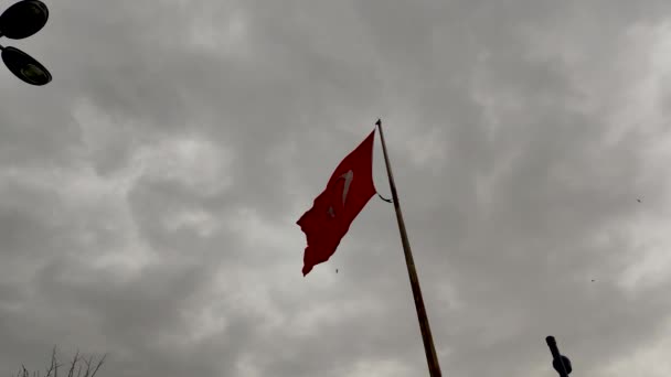 Nationale Vlag Van Turkije Zwaaiend — Stockvideo