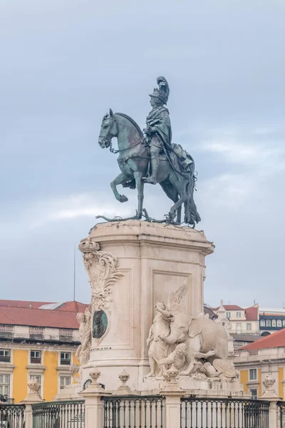 Lisboa Portugal Dezembro 2022 Estátua Rei José Praça Praca Comércio — Fotografia de Stock