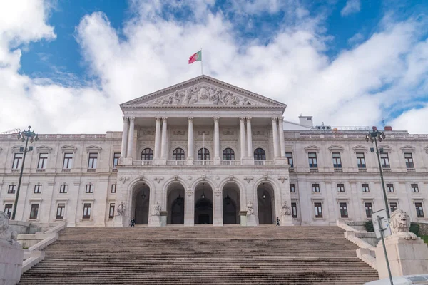 stock image Lisbon, Portugal - December 4, 2022: The main facade of the Sao Bento Palace.