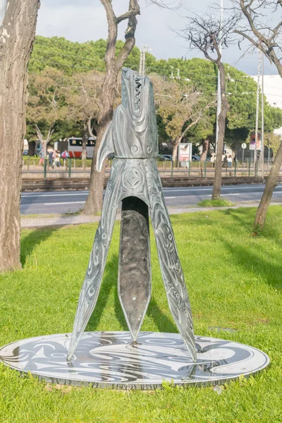 Лиссабон Португалия Декабря 2022 Года Скульптура Морской Волк — стоковое фото