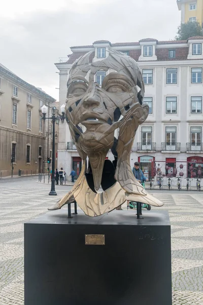 Lisboa Portugal Diciembre 2022 Arte Escultura Facial Por Hopare — Foto de Stock