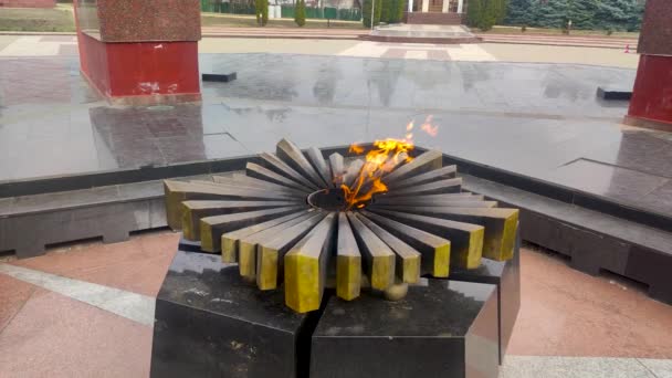 摩尔多瓦基希讷乌永恒纪念碑的永恒之火 — 图库视频影像