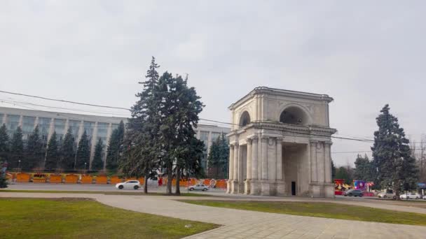 Chisinau Moldova March 2023 Triumphal Arch Chisinau — 비디오