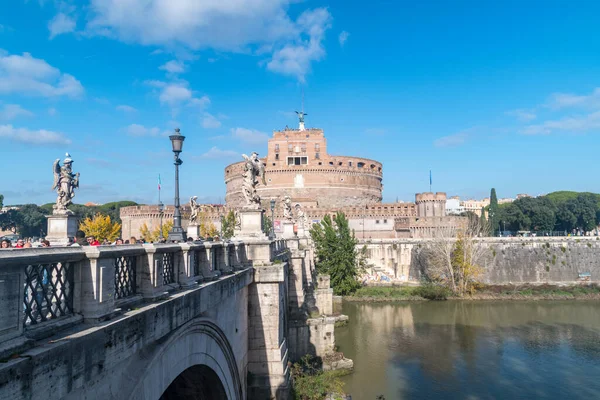 Рим Италия Декабря 2022 Года Мост Замок Святого Ангела Риме — стоковое фото