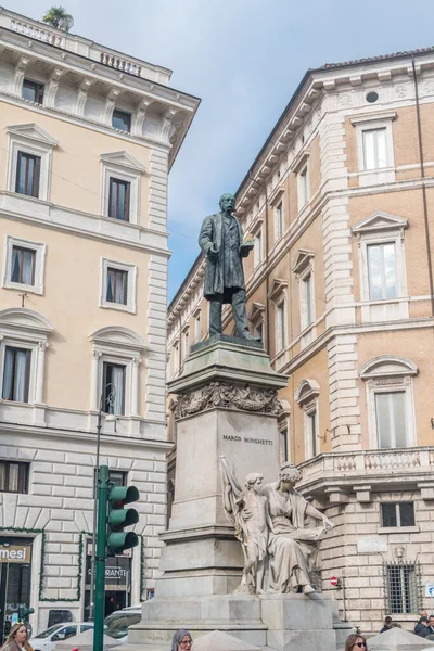 Rom Italien December 2022 Staty Marco Minghetti Italiensk Ekonom Och — Stockfoto