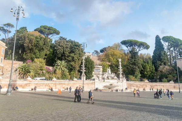 Rom Italien December 2022 Piazza Del Popolo Stort Torg Rom — Stockfoto