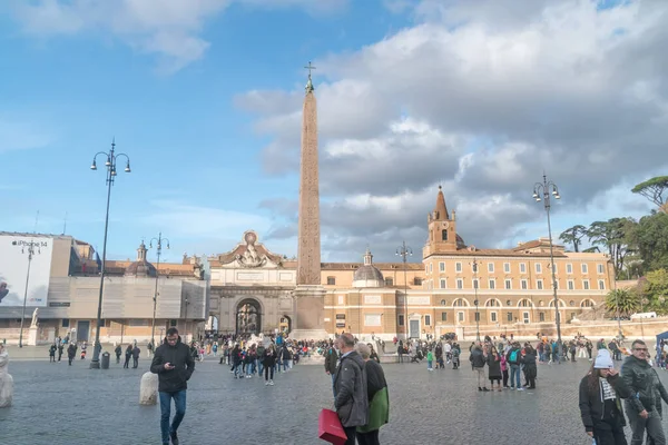 Rom Italien December 2022 Piazza Del Popolo Med Flaminio Obelisk — Stockfoto