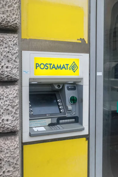 Rom Italien December 2022 Bankomat För Italiensk Post Poste Italiane Stockbild
