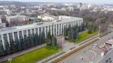 Chisinau, Moldova - 9 Mart 2023: Moldova Cumhuriyeti Hükümeti hakkında hava görüşü.