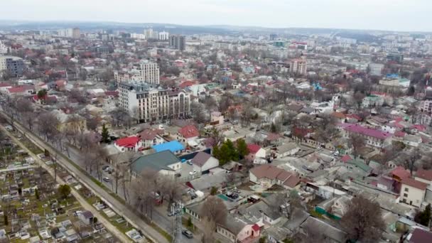 Chisinau Moldova Mart 2023 Modova Nın Havadan Görünüşü Bulutlu Bir — Stok video