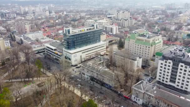 Κισινάου Μολδαβία Μαρτίου 2023 Αεροφωτογραφία Του Κέντρου Της Πόλης Του — Αρχείο Βίντεο