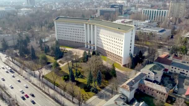 Chisinau Moldavia Marzo 2023 Vista Aérea Del Parlamento Moldavo — Vídeos de Stock