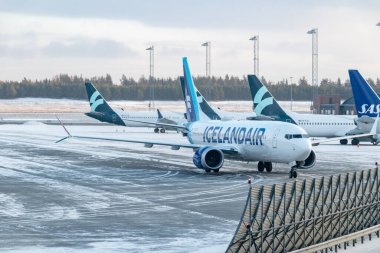 Gardermoen, Norveç - 12 Aralık 2022: Boeing 737 MAX 8 İzlanda 'ya aittir.