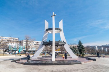 Chisinau, Moldova - 9 Mart 2023: Afganistan 'daki Sovyet savaşında ölen Moldova askerlerinin anısına.