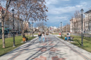 Chisinau, Moldova - 9 Mart 2023: Grigore Vieru Bulvarı.