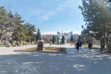 Chisinau, Moldova - 9 Mart 2023: Moldova Cumhuriyeti 'nin başkenti Afgan Parkı.