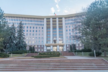 Chisinau, Moldova - 8 Mart 2023: Moldova Parlamentosu Cephesi.