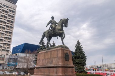 Chisinau, Moldova - 8 Mart 2023: Kotovsky Binicilik Anıtı (Monumentul lui Kotovschi).