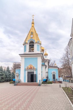 Chisinau, Moldova - 8 Mart 2023: Ciuflea Manastırı (Manastira Ciuflea). Amasea 'li Aziz Theodore' a adanmış Moldova Ortodoks manastırı.