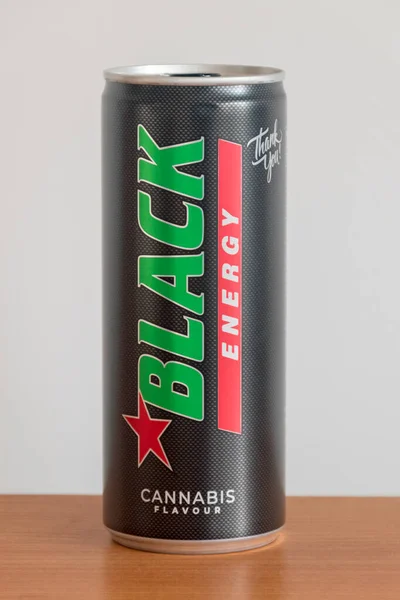 Pruszcz Gdanski Polonia Abril 2023 Can Black Energy Drink Cannabis — Foto de Stock