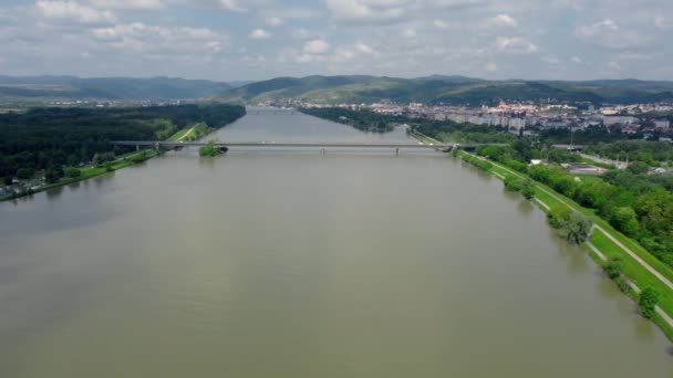 Widok Lotu Ptaka Dunaj Krems Der Donau Austrii — Wideo stockowe