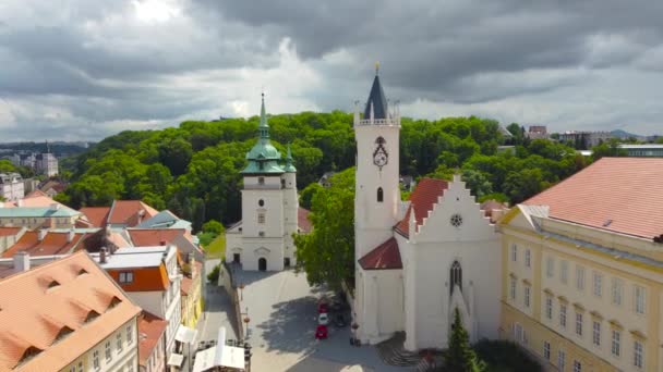 Теплице Чехия Июля 2023 Года Вид Воздуха Замковую Площадь Церковью — стоковое видео