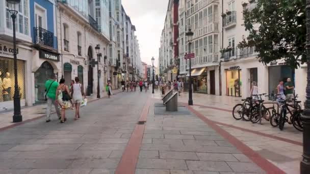 Бургос Испания Августа 2023 Года Пешеходная Улица Центре Бургоса — стоковое видео