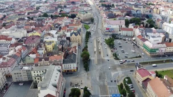 Pilsen Csehország Augusztus 2023 Légi Kilátás Városközpontra Pilsen — Stock videók
