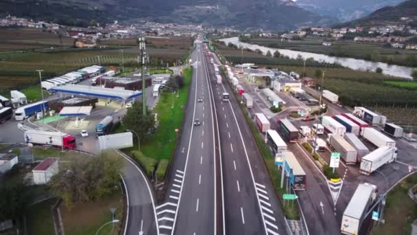Nogaredo Italy October 2023 Aerial View A22 Highway Italy — Stock Video