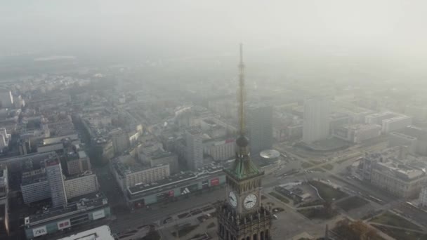 Warszawa Polska Listopada 2023 Latanie Szczycie Pałacu Kultury Nauki Warszawie — Wideo stockowe