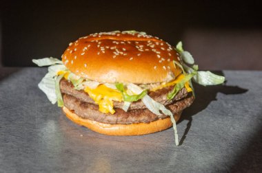 Castets, France - November 19, 2023: McDonald's Royal Deluxe burger.