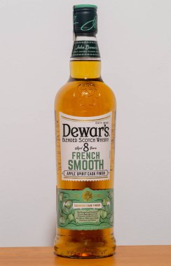 Pruszcz Gdanski, Poland - March 14, 2024: Bottle of Dewar's French Cask Smooth 8Yr Blended Scotch Whisky. clipart